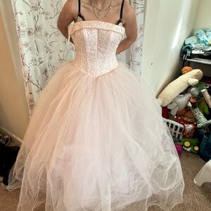 Elegant Pink Strapless Ball Gown